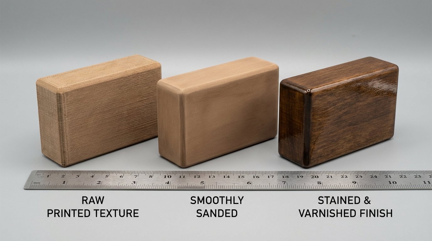 Collezione di oggetti stampati in 3D con effetto legno