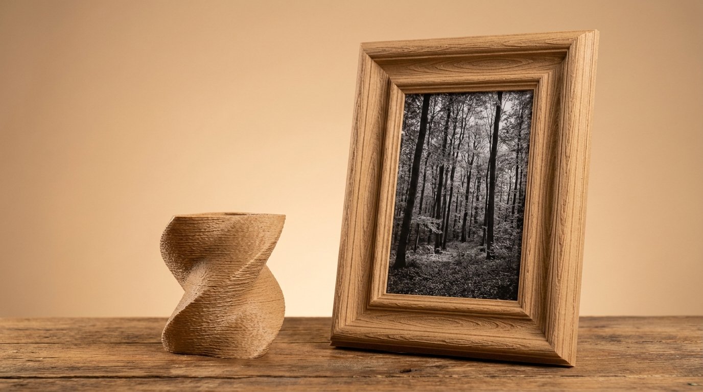 Esempio di stampa in PLA Legno: vaso decorativo con texture naturale